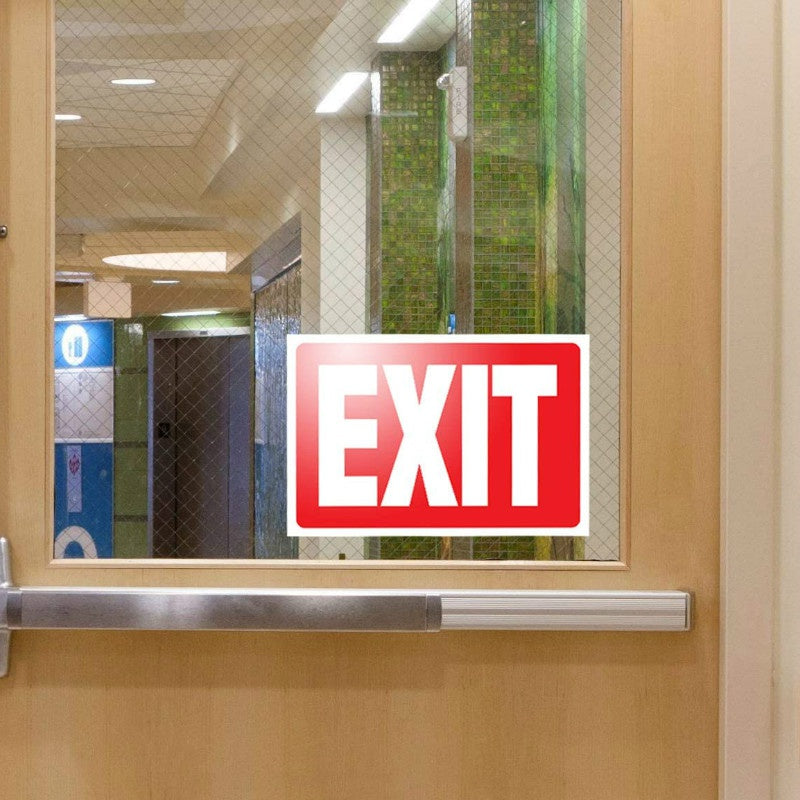 10"x7" 2 Pack Exit Signs Stickers Indoor and Outdoor