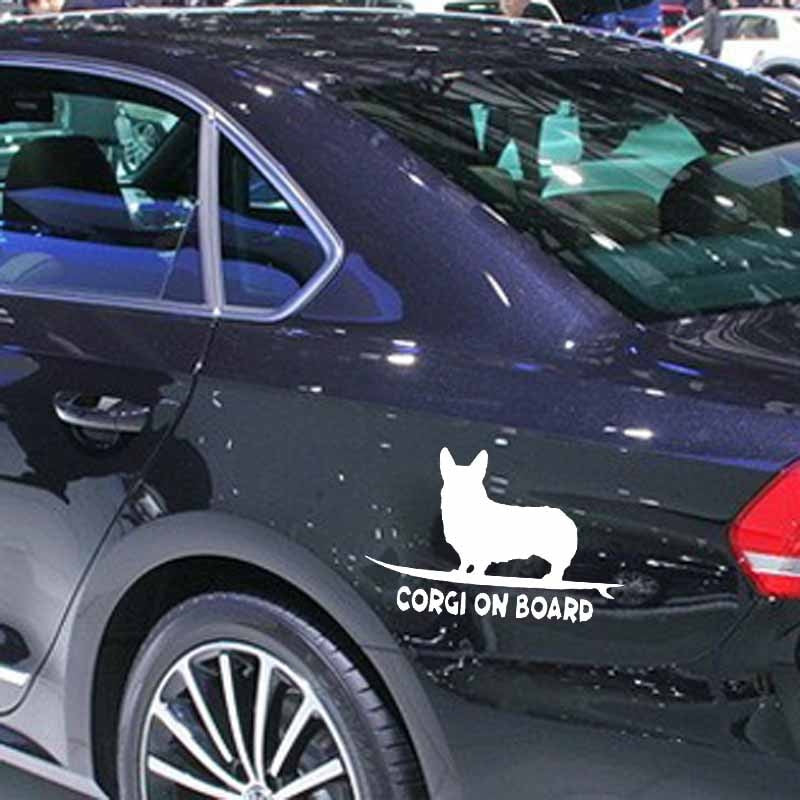 14.8X9.5CM Corgi On Board Puppy Funny Dog Vinyl Decal Car Sticker Window Decor Black/Silver C24-1628