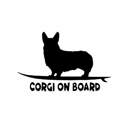 14.8X9.5CM Corgi On Board Puppy Funny Dog Vinyl Decal Car Sticker Window Decor Black/Silver C24-1628