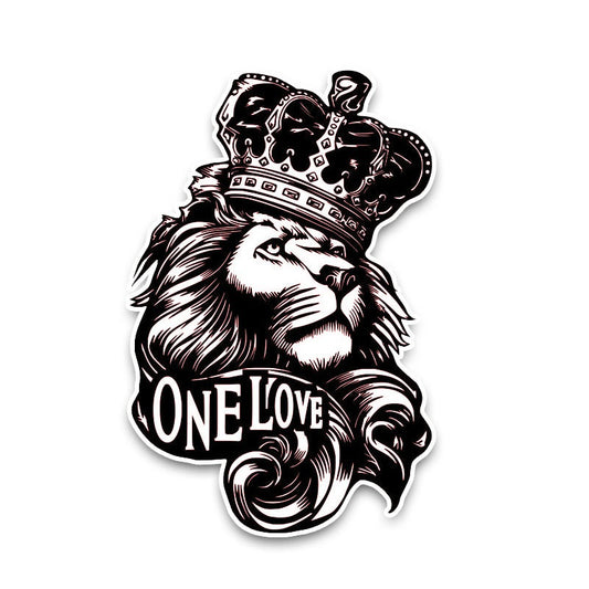 10*15.3CM One Love Lion Crown PVC High Quality Animal Car Sticker
