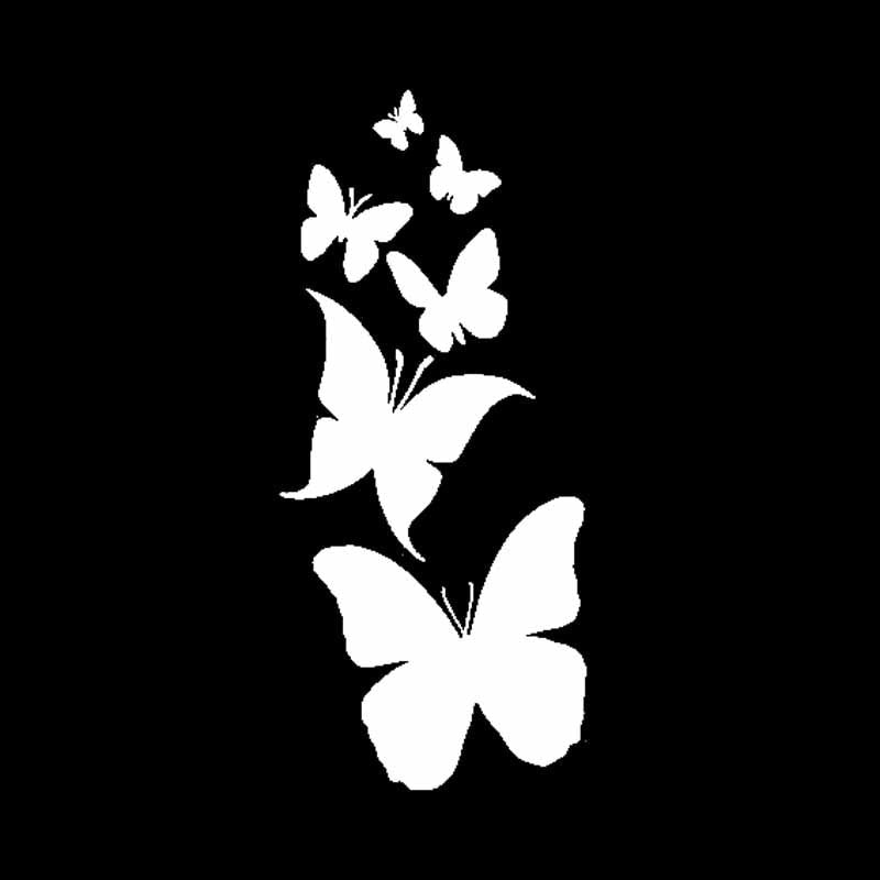 6CM*13.7CM Decal Vinyl Butterfly Hibiscus Flower Car Sticker Black/Silver C24-0029