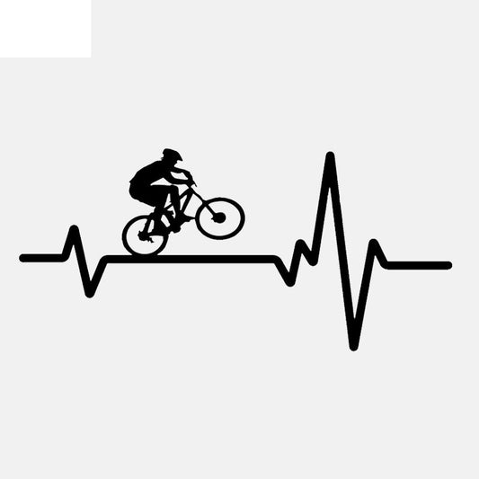 16.9CM*7.9CM  Cycling Mountain Bike  Helmet Heartbeat Decal Vinyl Black/Silver Car Sticker C22-1238