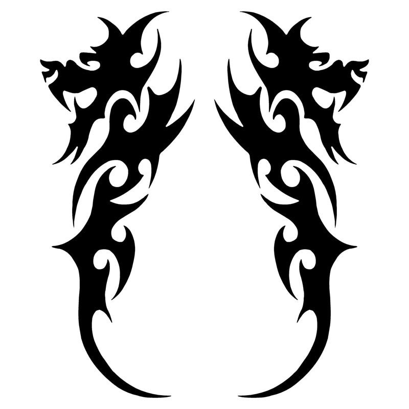 7.1*18.5CM 2x Tribal Dragon Fashion Car Styling Stickers Vinyl Car Body Decorative Decals Black/Silver C9-1004