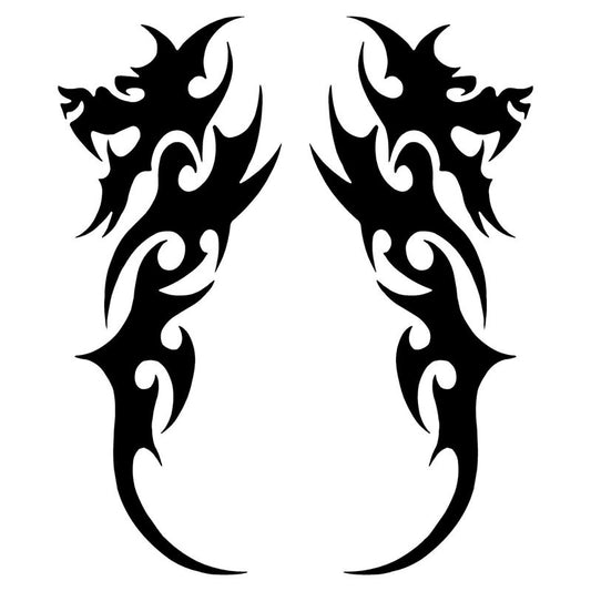 7.1*18.5CM 2x Tribal Dragon Fashion Car Styling Stickers Vinyl Car Body Decorative Decals Black/Silver C9-1004