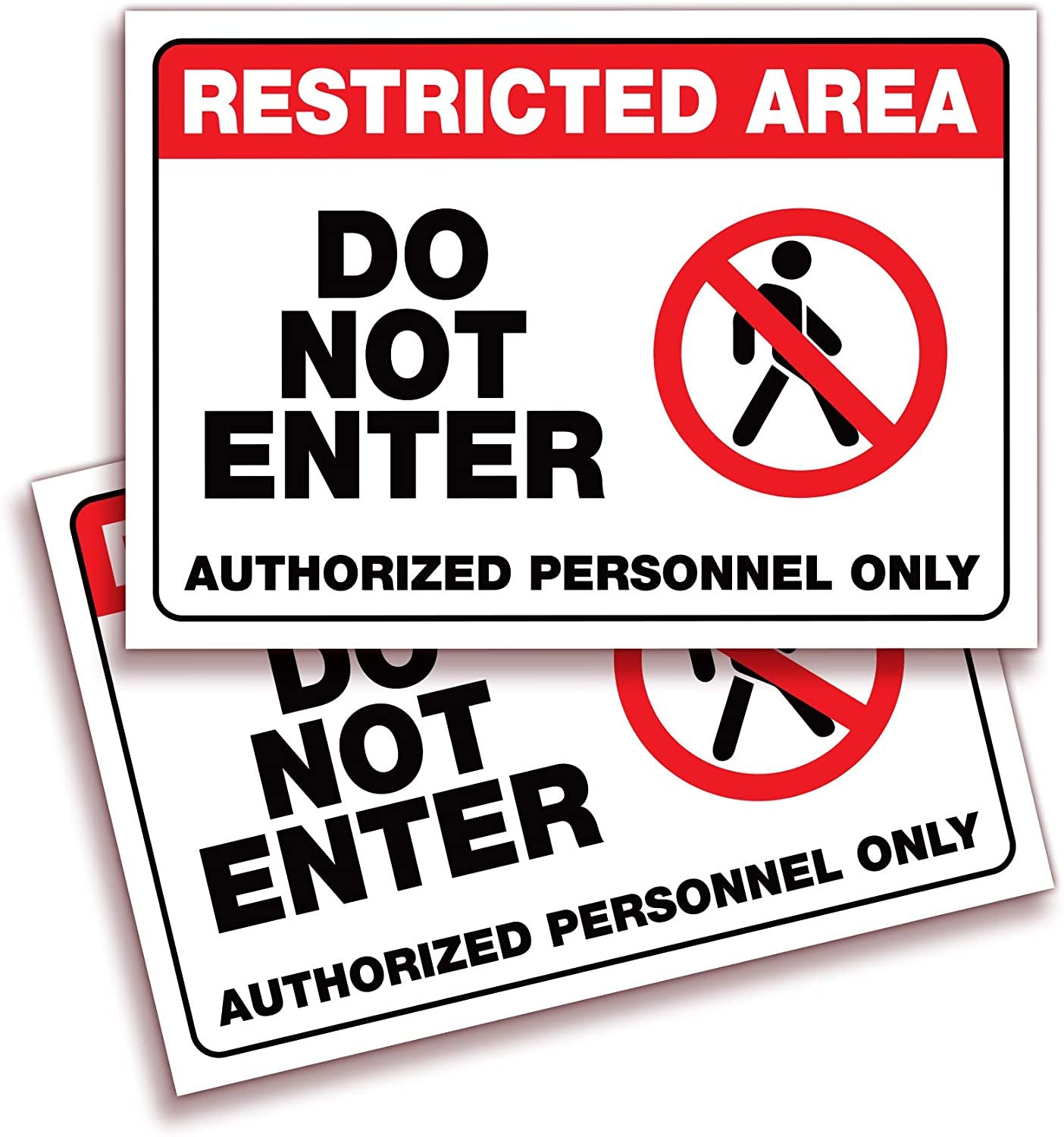 10x7Inch 2 Pack Restricted Area, Do Not Enter, Authorized Personnel Only Signs Stickers Indoor & Outdoor