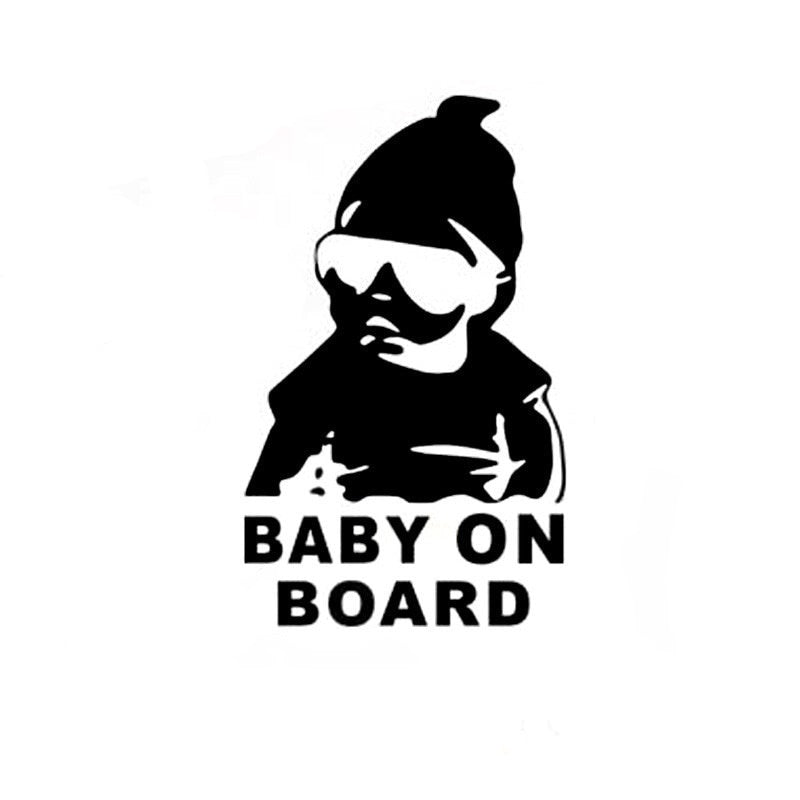 14*9CM BABY ON BOARD Cool Rear  Sunglasses Child Car Stickers Warning Decals Black/Silver CT-465