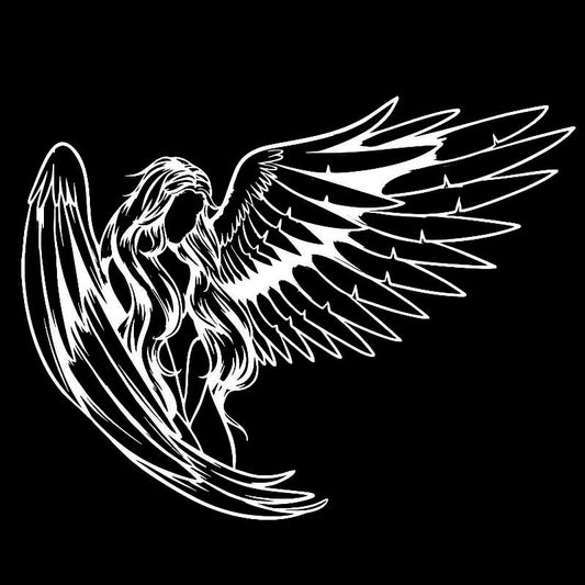 18.8*14.4CM Elegant Gorgeous Girl Warrior Angel Car Sticker Silhoutte Design Decal Black/Silver Covering The Body C20-1508