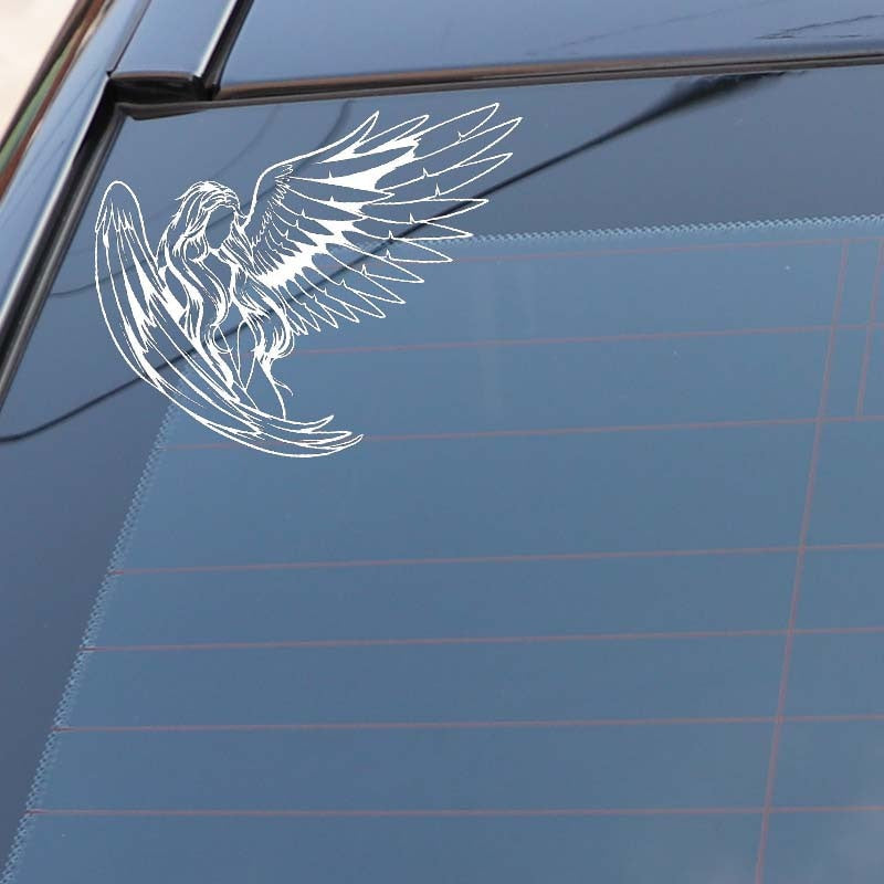 18.8*14.4CM Elegant Gorgeous Girl Warrior Angel Car Sticker Silhoutte Design Decal Black/Silver Covering The Body C20-1508