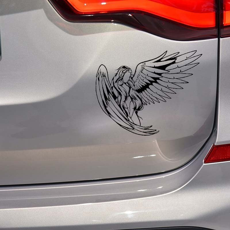 18.8*14.4CM Elegant Gorgeous Girl Warrior Angel Car Sticker Silhoutte Design Decal Black/Silver Covering The Body C20-1508