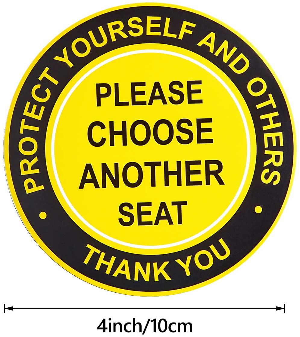 4" 6 Pieces Social Distance   Sign Do Not Sit Here Sticker Self-Adhesive Distance Vinyl Decal Safety Notice Caution   Chair Table Decals