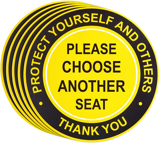4" 6 Pieces Social Distance   Sign Do Not Sit Here Sticker Self-Adhesive Distance Vinyl Decal Safety Notice Caution   Chair Table Decals