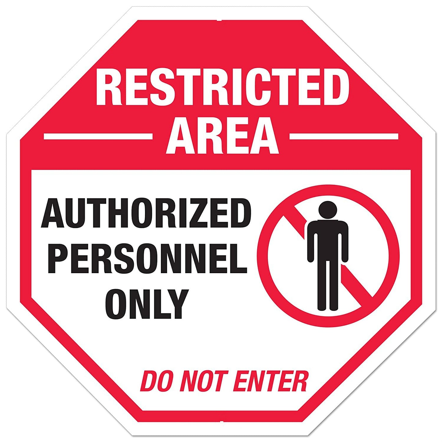 12"x12" Restricted Area Sticker Sign - Authorized Personnel Only - Do Not Enter Large, for Indoor or Outdoor Use