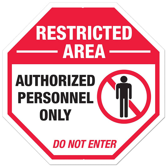 12"x12" Restricted Area Sticker Sign - Authorized Personnel Only - Do Not Enter Large, for Indoor or Outdoor Use