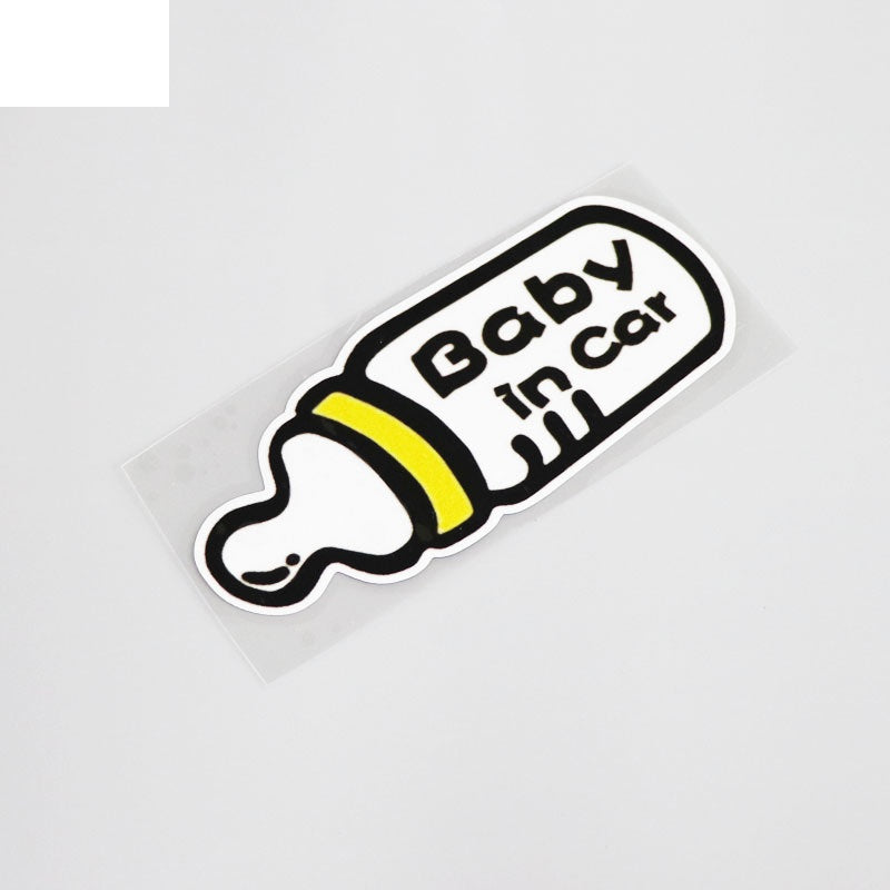 13.6CM*5.6CM Cartoon Baby In Car PVC Car Window Warning Sticker Decal Graphical