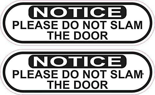 5"x1.5" 2Pcs Oblong Do Not Slam Door Vinyl Stickers