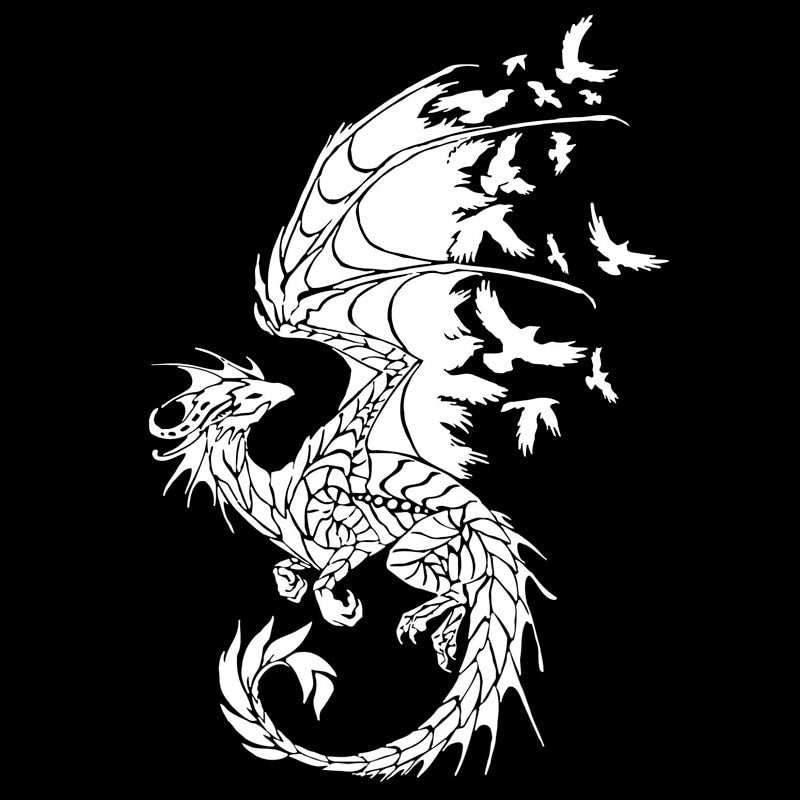 11.7cm*17.2cm Dragon Birds Creative Car Sticker Motorcycle Decal Black/Silver S3-5799