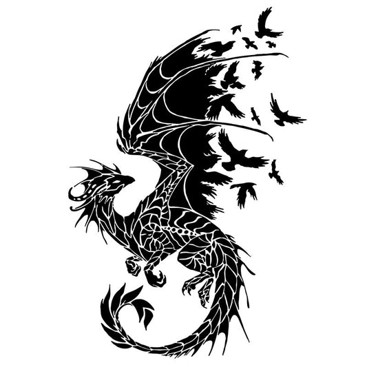 11.7cm*17.2cm Dragon Birds Creative Car Sticker Motorcycle Decal Black/Silver S3-5799