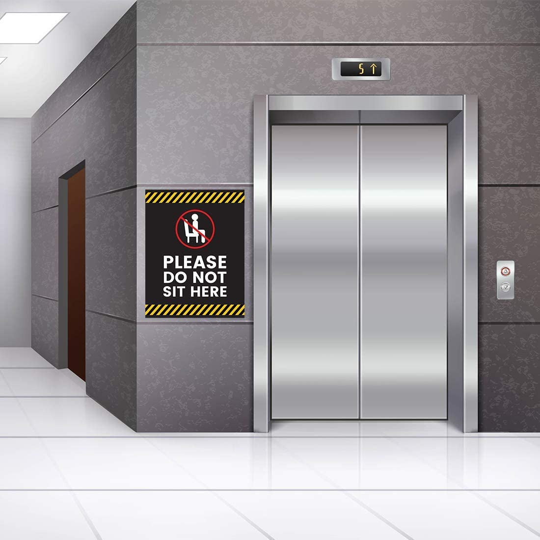 8.5"x11" Restaurant Social Distancing Please Do Not Sit Here, Sit Here Rectangle Business Signs, Vinyl Sticker Decals