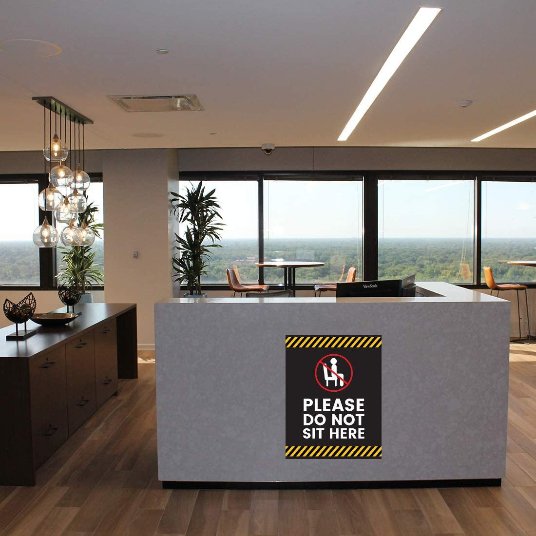 8.5"x11" Restaurant Social Distancing Please Do Not Sit Here, Sit Here Rectangle Business Signs, Vinyl Sticker Decals