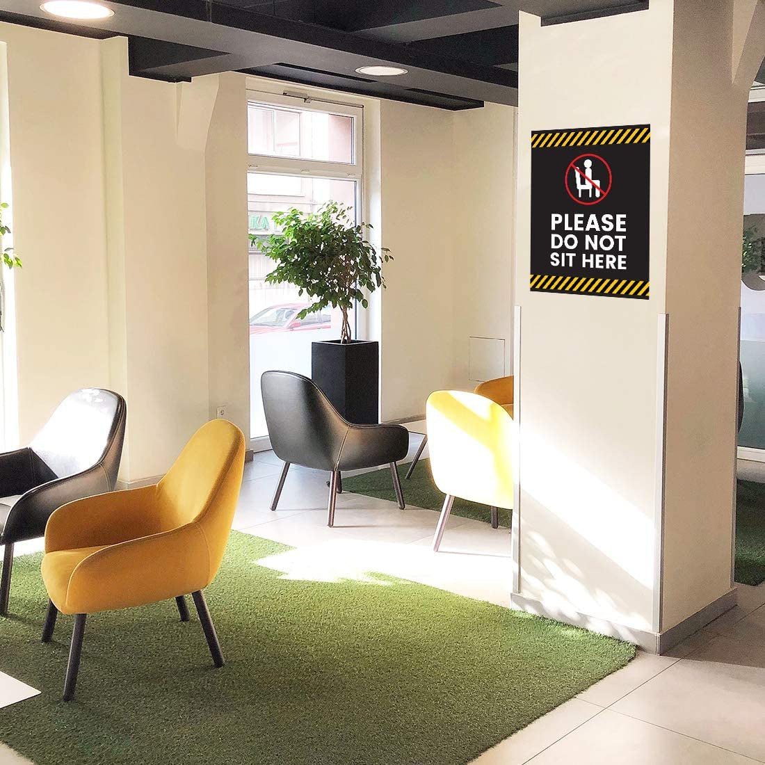 8.5"x11" Restaurant Social Distancing Please Do Not Sit Here, Sit Here Rectangle Business Signs, Vinyl Sticker Decals