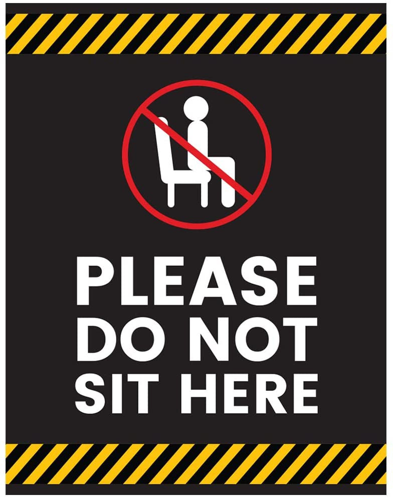 8.5"x11" Restaurant Social Distancing Please Do Not Sit Here, Sit Here Rectangle Business Signs, Vinyl Sticker Decals