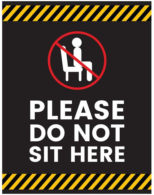 8.5"x11" Restaurant Social Distancing Please Do Not Sit Here, Sit Here Rectangle Business Signs, Vinyl Sticker Decals
