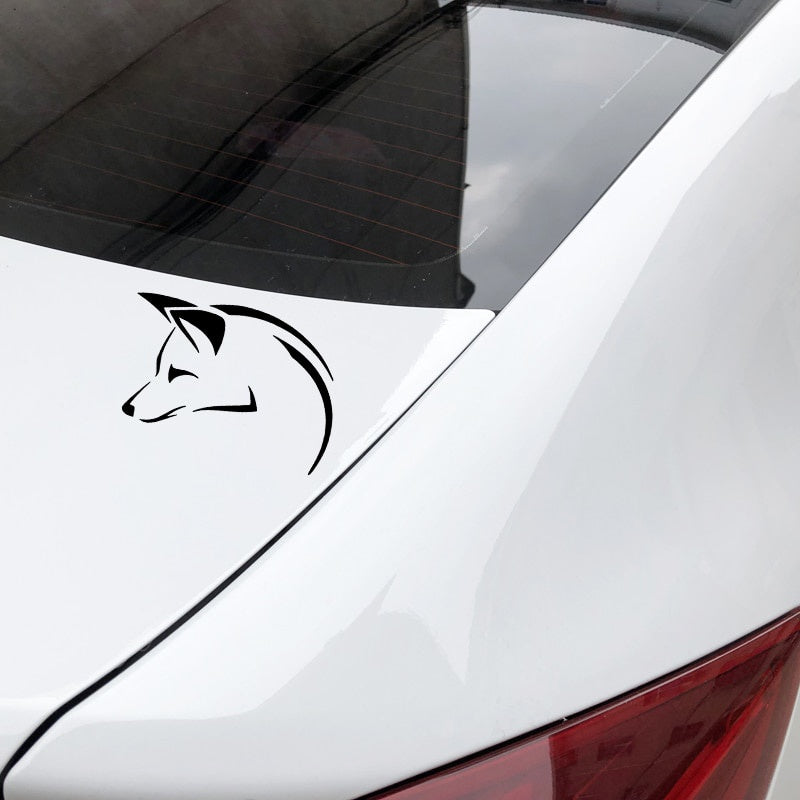15.4CM*11.2CM Fox Head Creative Decorate Car Stickers Body Of Car Vinyl Decal Black/Silver C4-1701