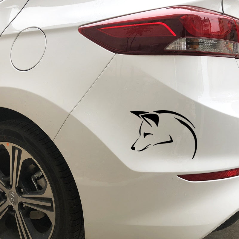 15.4CM*11.2CM Fox Head Creative Decorate Car Stickers Body Of Car Vinyl Decal Black/Silver C4-1701