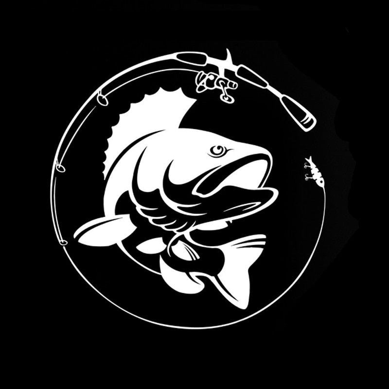 14.1CM*14.3CM Fishing Rod Hobby Fish Vinyl Car Sticker S9-0145