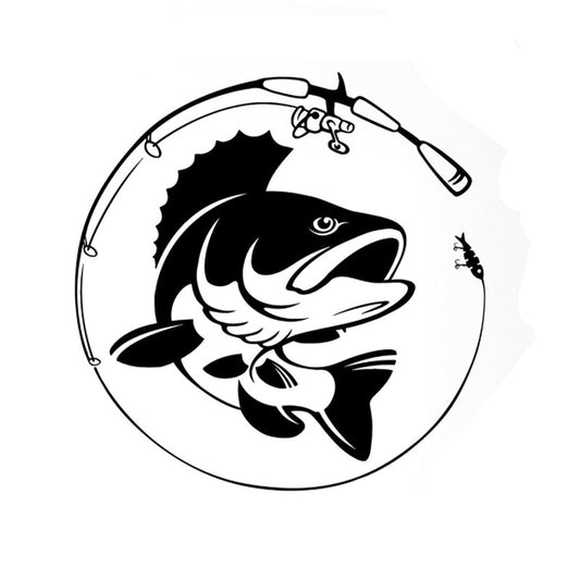 14.1CM*14.3CM Fishing Rod Hobby Fish Vinyl Car Sticker S9-0145