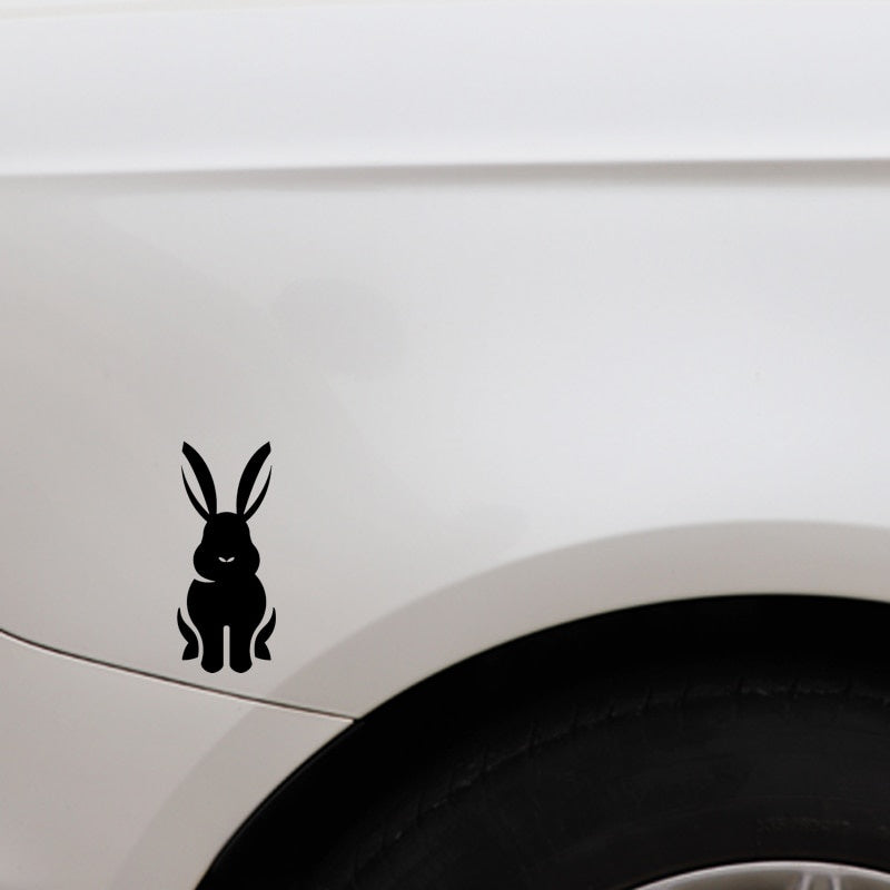 6.7CM*15.8CM Cartoon Rabbit Lovely Decor Pattern Car Sticker Car Trunk Vinyl Decal Black/Silver C4-2506