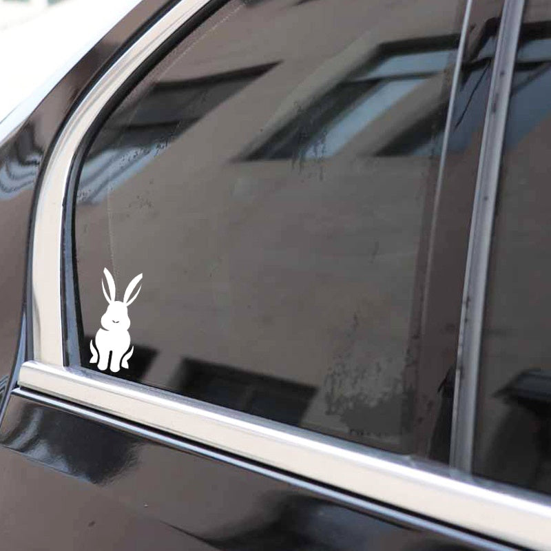 6.7CM*15.8CM Cartoon Rabbit Lovely Decor Pattern Car Sticker Car Trunk Vinyl Decal Black/Silver C4-2506