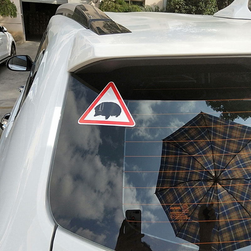 11CM*9.4CM Funny Warning Mark Animal Hedgehog Car Sticker Decal PVC