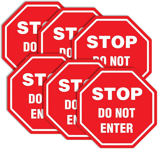 Do Not Enter Stickers, 6 Pack, Social Distancing Vinyl Stickers for Floor and Door Use, Commercial and Business, Strict Access Control for Authorized Personnel or Guest Safety