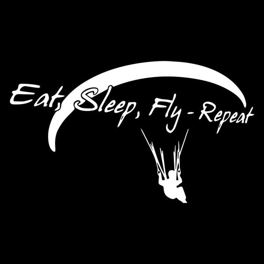 18.3CM*10.6CM PARAGLIDING Eat Sleep Fly Repeat Fashion Stickers Decals Car Styling Black/Silver High-quality C31-0327