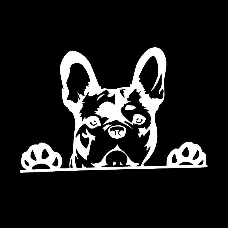 15.6X10.4CM Creative Vinyl Car Sticker Paws up French Bulldog Frenchie Bully Dog Decal Black/Silver C24-1573