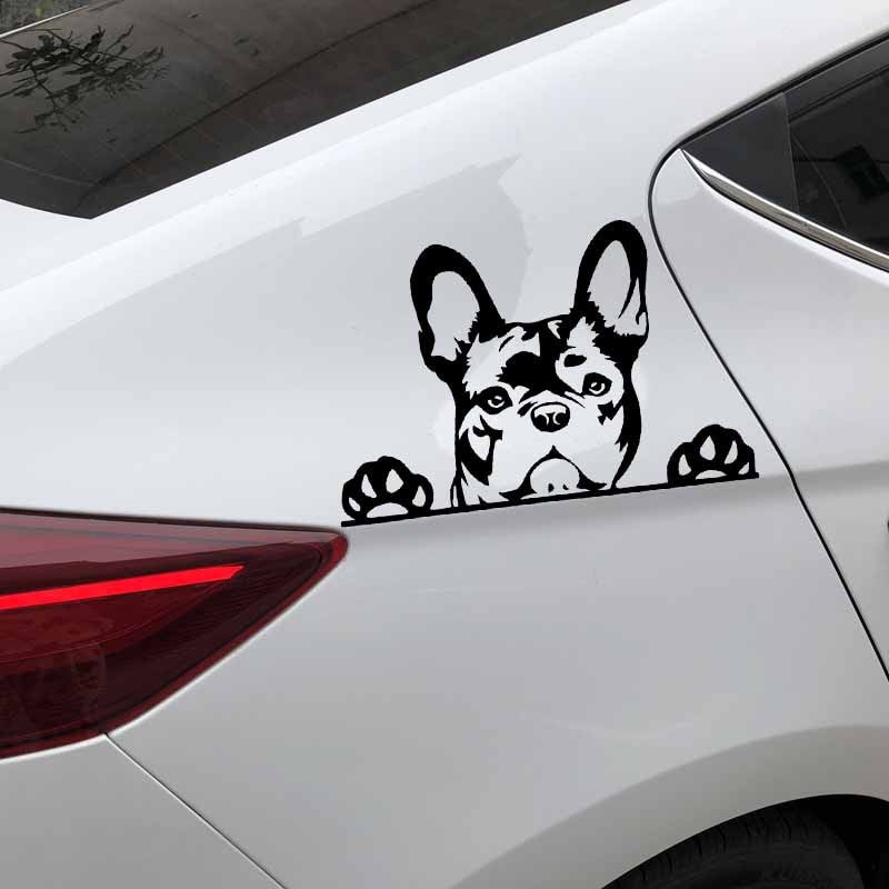 15.6X10.4CM Creative Vinyl Car Sticker Paws up French Bulldog Frenchie Bully Dog Decal Black/Silver C24-1573