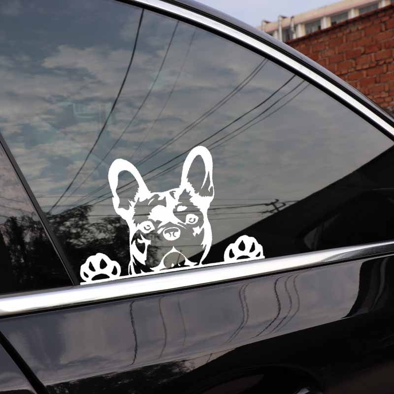15.6X10.4CM Creative Vinyl Car Sticker Paws up French Bulldog Frenchie Bully Dog Decal Black/Silver C24-1573