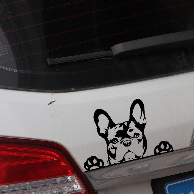 15.6X10.4CM Creative Vinyl Car Sticker Paws up French Bulldog Frenchie Bully Dog Decal Black/Silver C24-1573