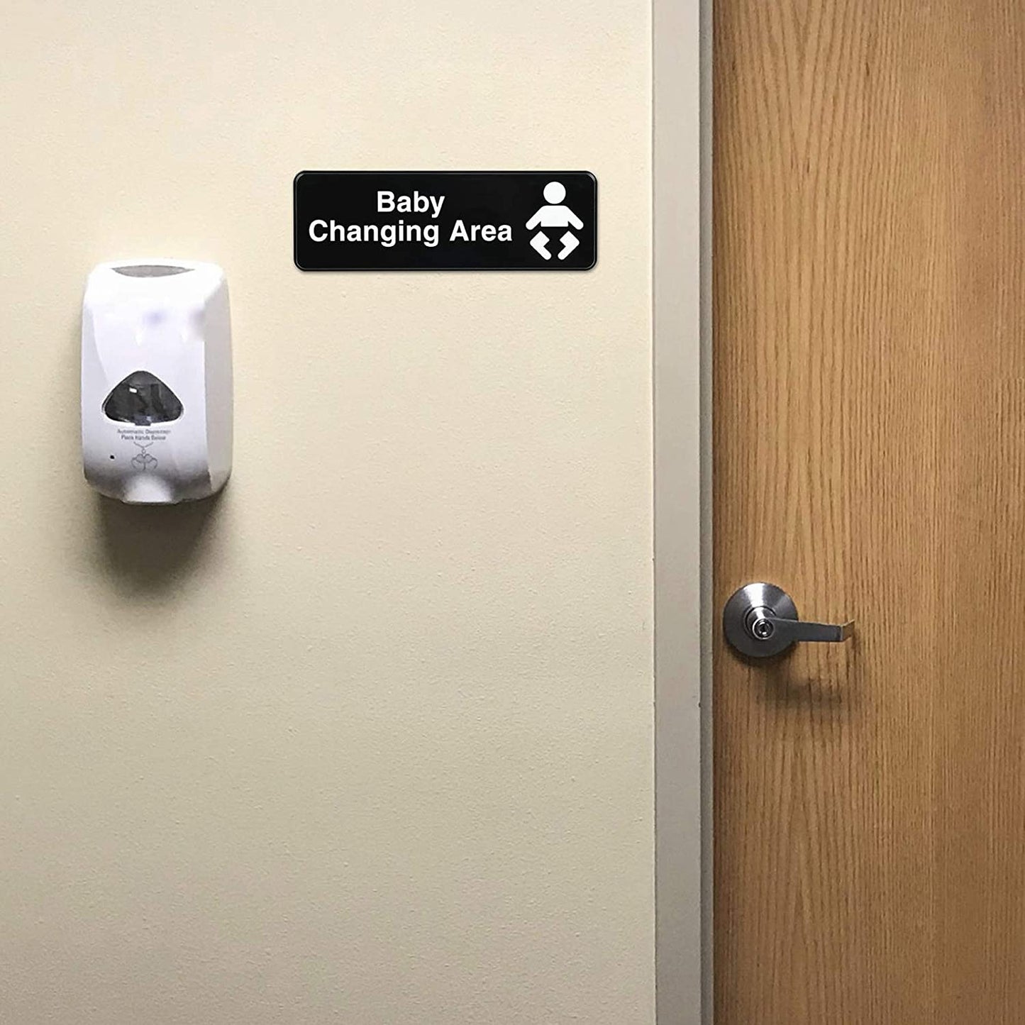 9"x3" Baby Changing Station Sign Sticker, Pack of 3 (Black)