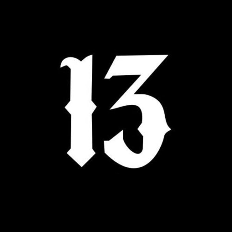10.2*10.6CM Art Font 13 Fashion Car Styling Decals Vinyl Car Body Stickers Accessories Black/Silver C9-0247