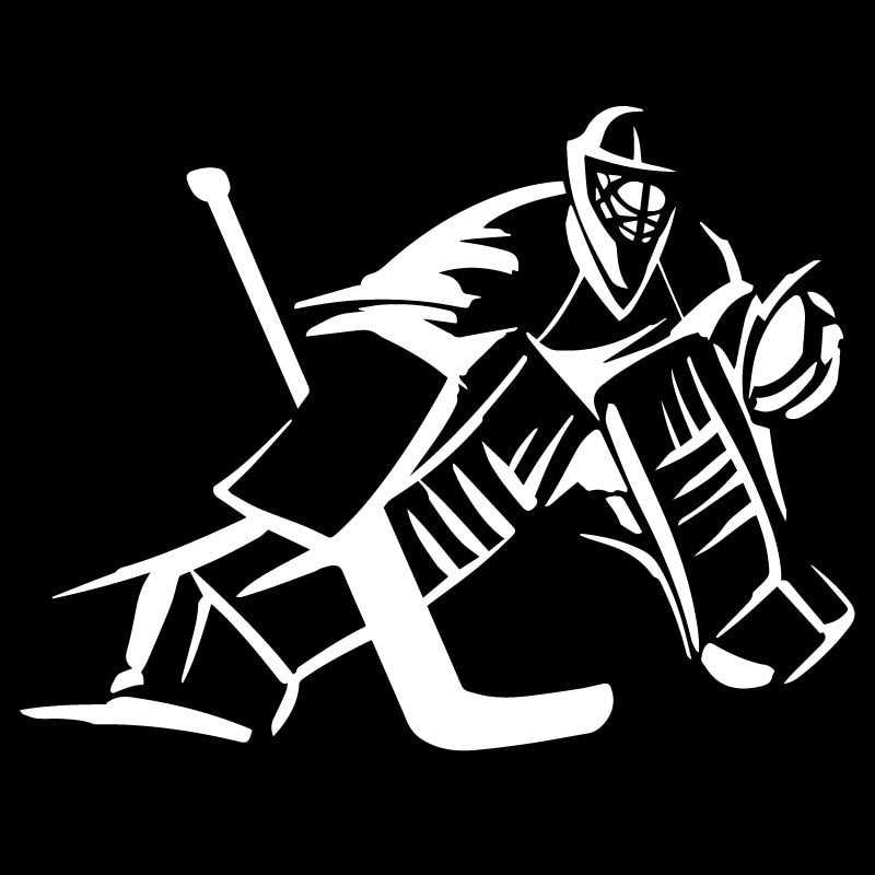 18.9CM*14.6CM Goalkeeper Ice Hockey Player Fashion Car-Styling Stickers Decals Vinyl Black/Silver C31-0323