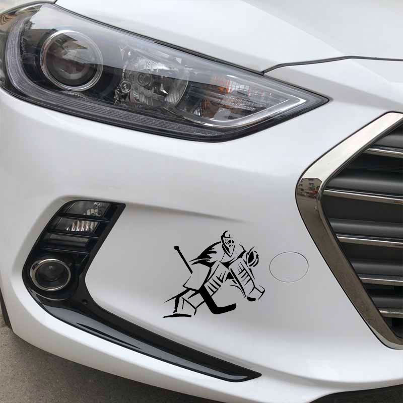 18.9CM*14.6CM Goalkeeper Ice Hockey Player Fashion Car-Styling Stickers Decals Vinyl Black/Silver C31-0323