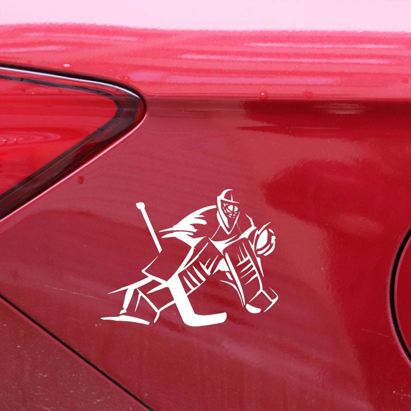 18.9CM*14.6CM Goalkeeper Ice Hockey Player Fashion Car-Styling Stickers Decals Vinyl Black/Silver C31-0323