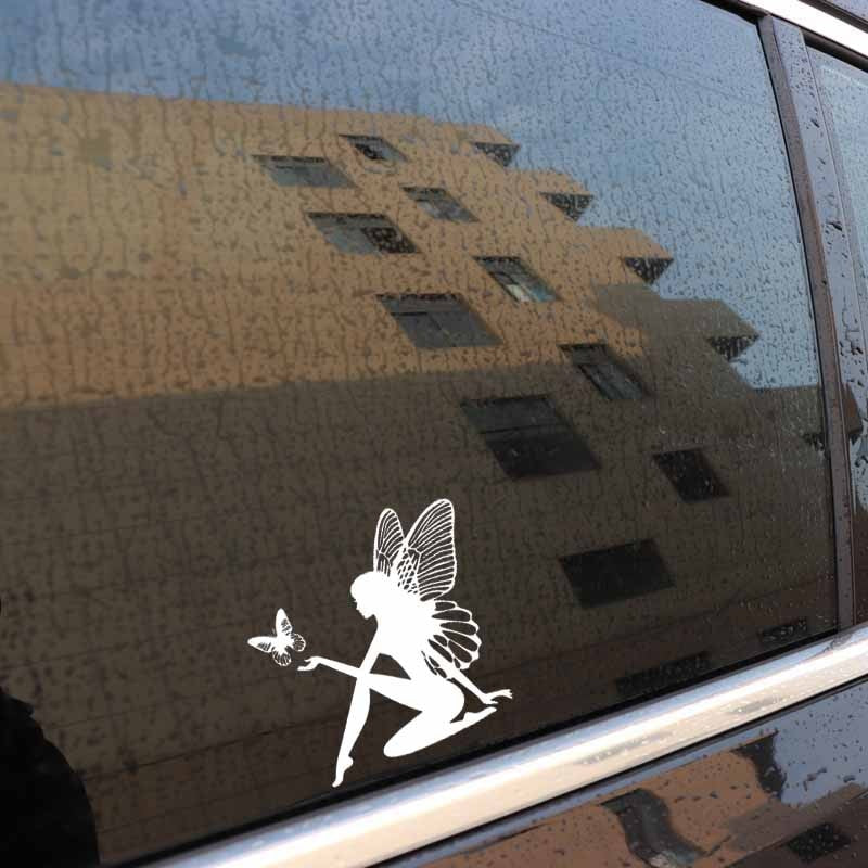 19CM*18.4CM Butterfly Fairy Car Sticker Fantasy Car Decal Vinyl Decor Black/Silver C24-0332