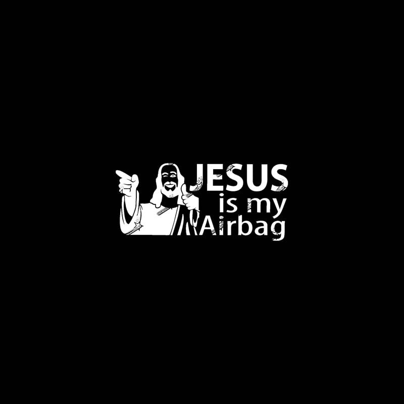 12.7CM*5.8CM JESUS IS MY AIRBAG  Vinyl Car Motorcycle Sticker Decals Black/Silver C13-000144