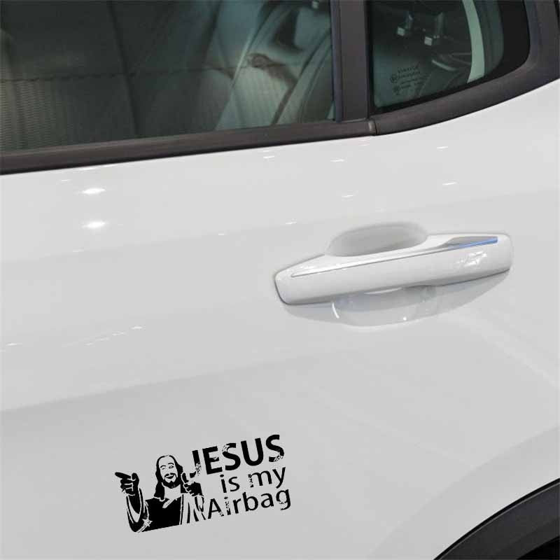 12.7CM*5.8CM JESUS IS MY AIRBAG  Vinyl Car Motorcycle Sticker Decals Black/Silver C13-000144