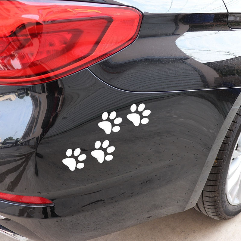 12.8cm*12.5cm Animal Cat Paw Print Funny Vinyl Decal Motorcycle Car Sticker Black/Silver S6-3810