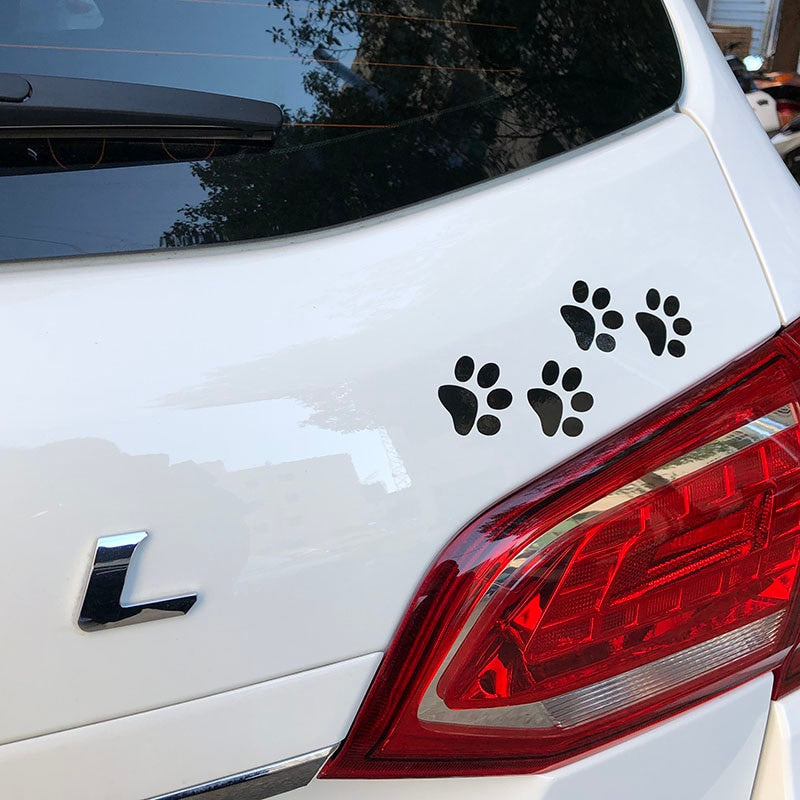 12.8cm*12.5cm Animal Cat Paw Print Funny Vinyl Decal Motorcycle Car Sticker Black/Silver S6-3810