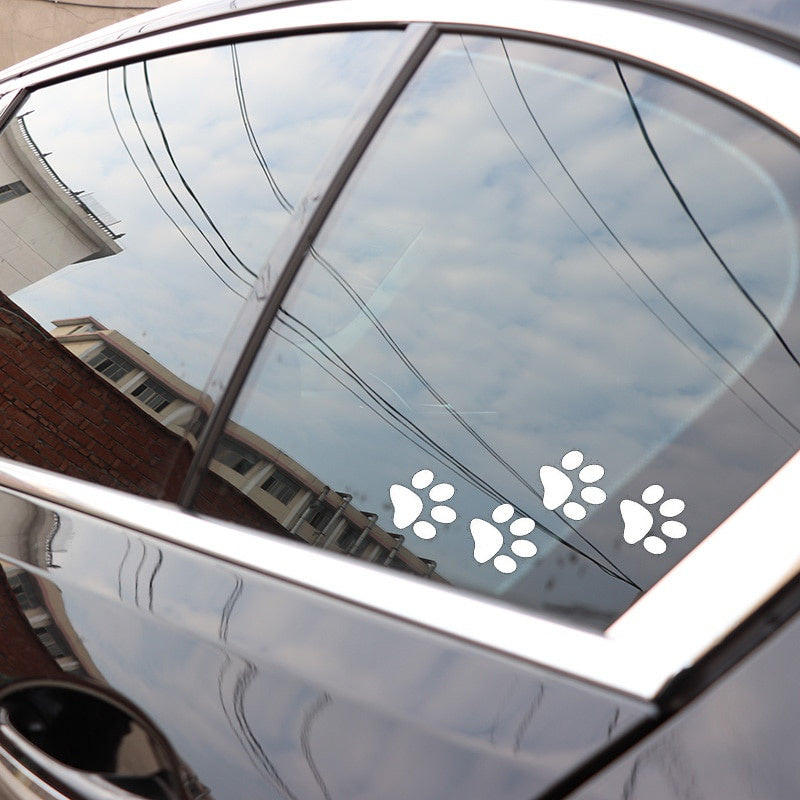 12.8cm*12.5cm Animal Cat Paw Print Funny Vinyl Decal Motorcycle Car Sticker Black/Silver S6-3810